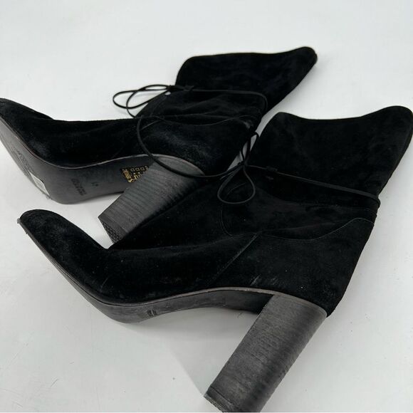 Free People Mila Foldover Ankle Heeled Booties Black Suede EU41 US10 NWOT - Picture 4 of 11
